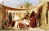 Jean-leon Gerome Famous Paintings - Socrates seeking Alcibiades in the house of Aspasia